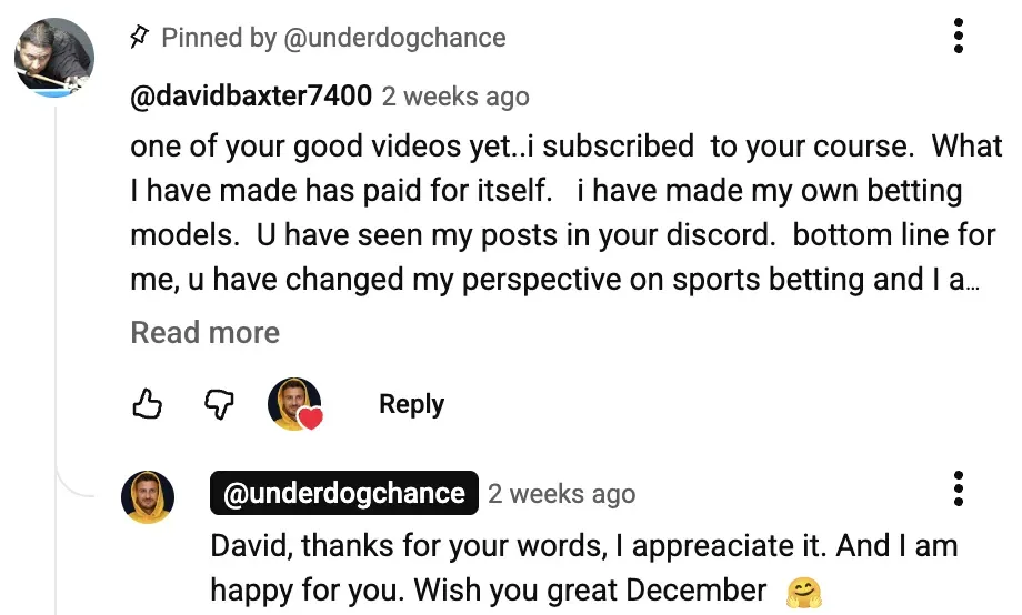 David Baxter YouTube comment